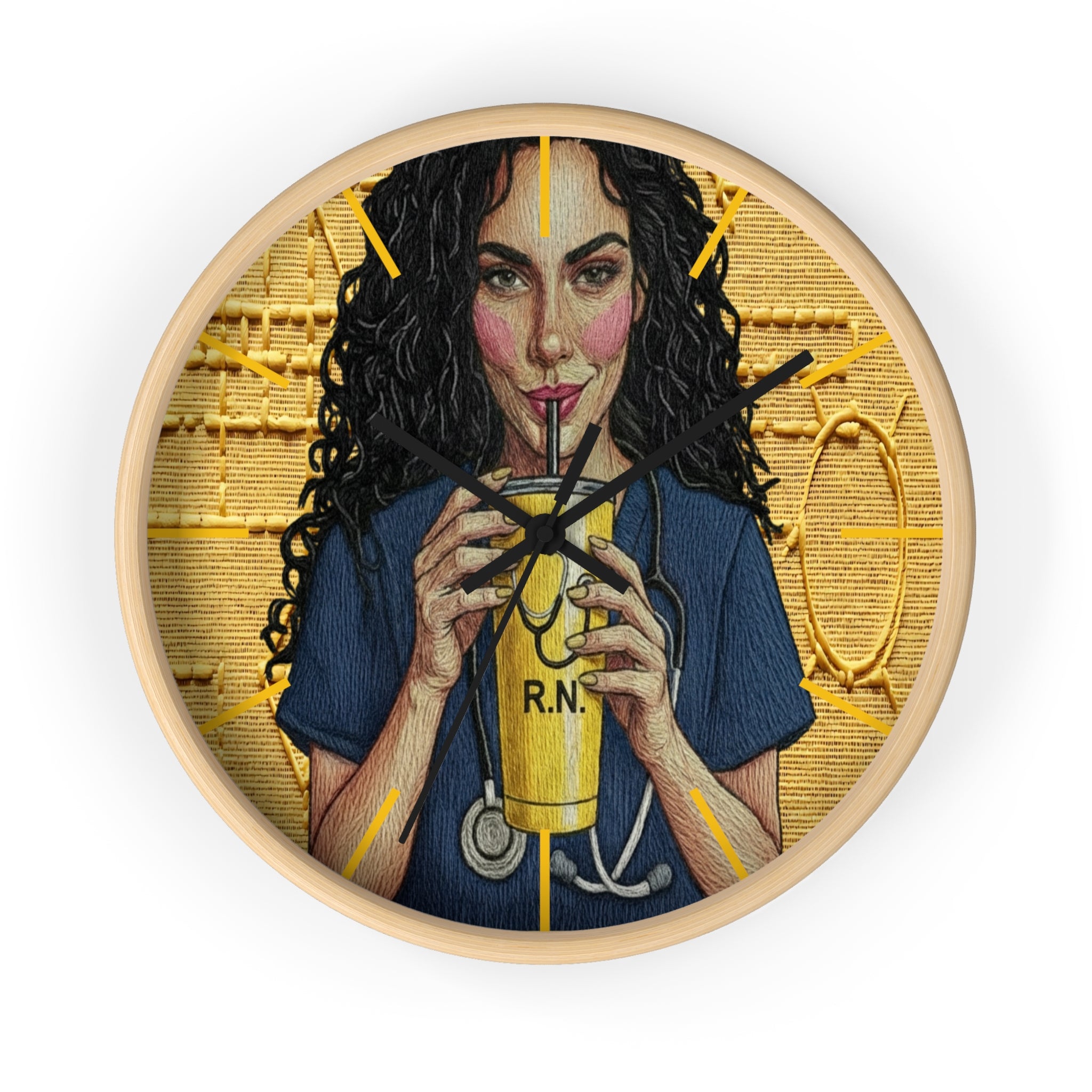 Wall Clock —RN Nurse Drinking  Illustration | Gift for Nurses