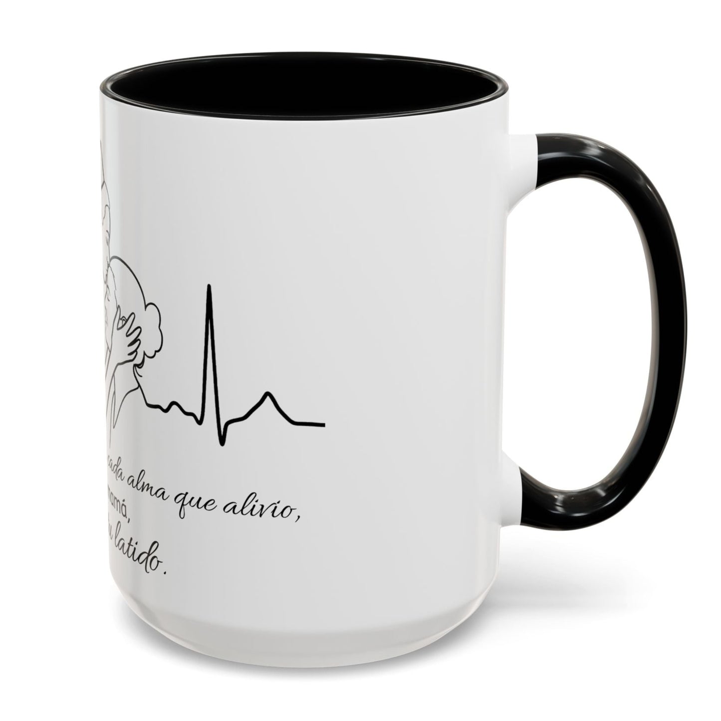 Nurse & Mom Tribute Coffee Mug – "Va conmigo, mamá, en mi corazón tu latido"