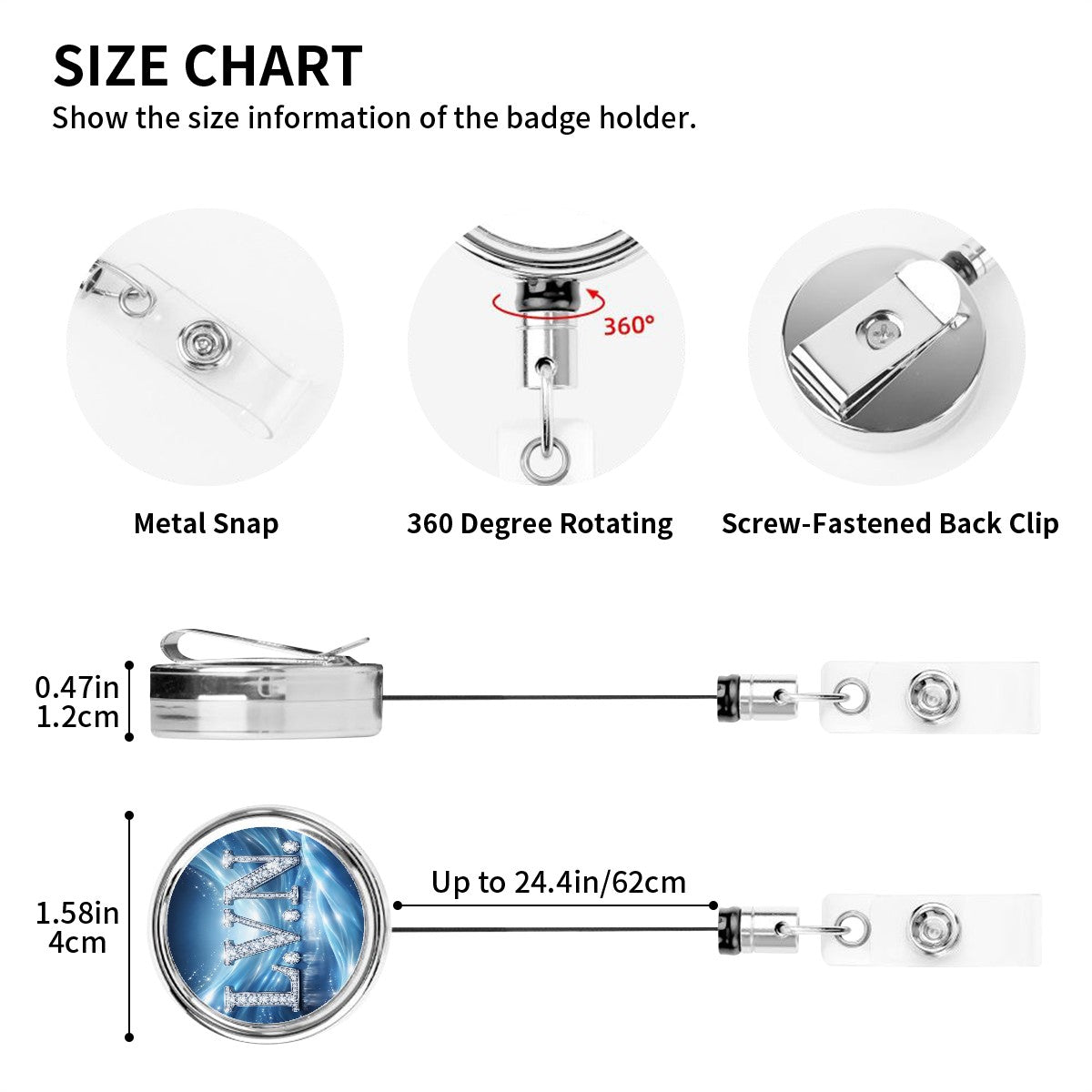 L.V.N. Badge Reel – Blue Brilliance, Vocational Pride-Heavy Duty Metal Badge Reel