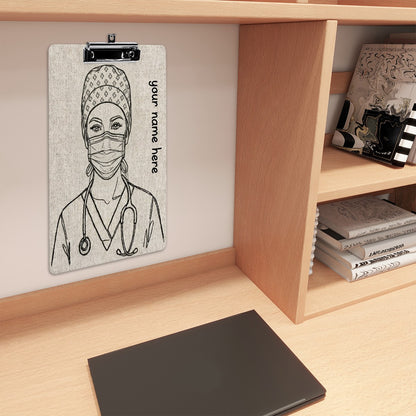 Masked & Mighty – Personalized Nurse Acrylic Clipboard