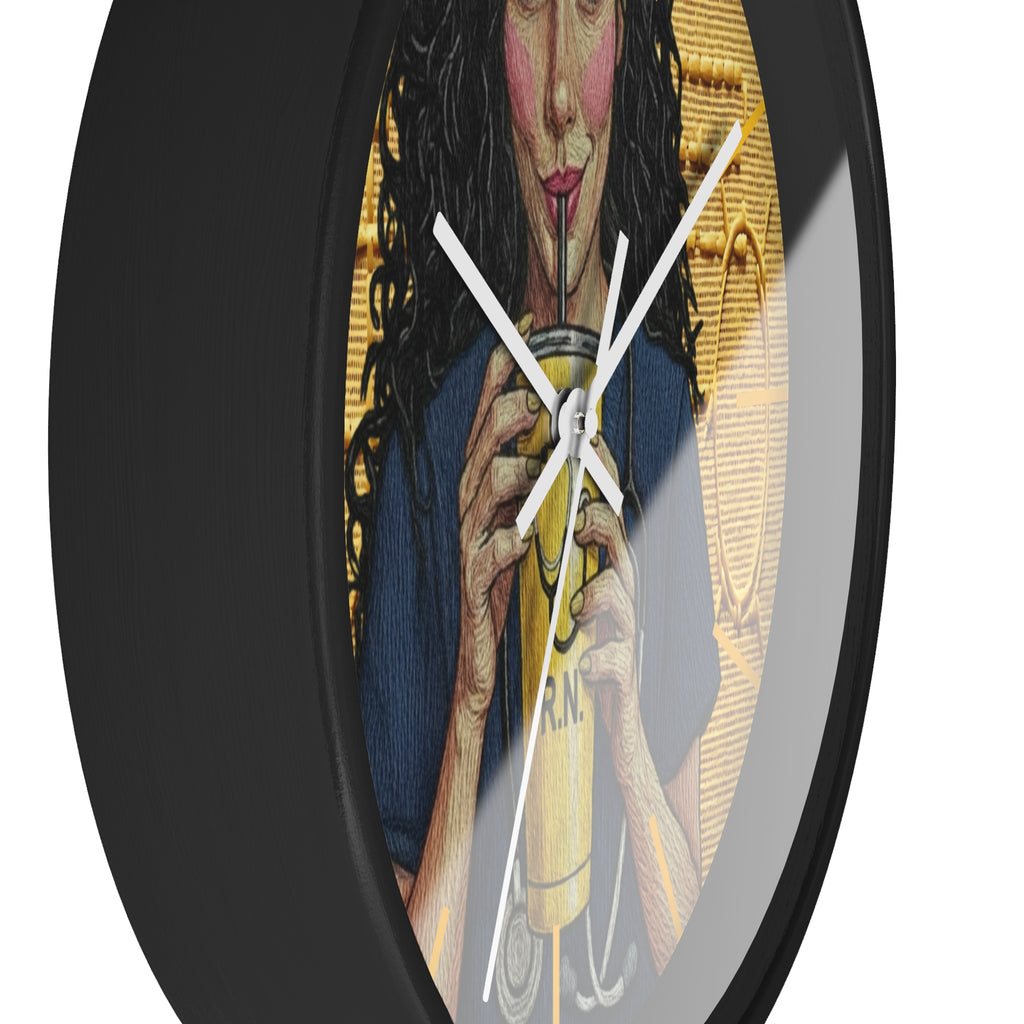 Wall Clock —RN Nurse Drinking  Illustration | Gift for Nurses