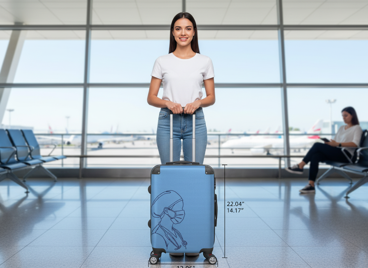 Line‑Art Medical Professional Suitcase — Blue Edition