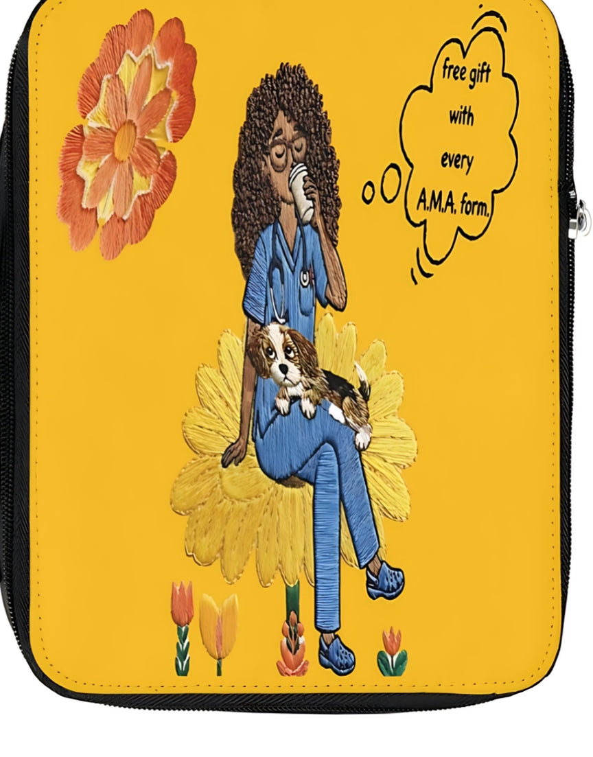 Yellow Floral Retro Woman Lunch Bag – 'I Am Enough' Insulated Tote