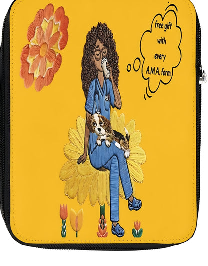 Yellow Floral Retro Woman Lunch Bag – 'I Am Enough' Insulated Tote