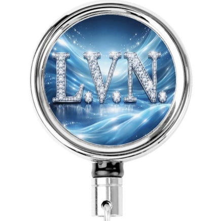 L.V.N. Badge Reel – Blue Brilliance, Vocational Pride-Heavy Duty Metal Badge Reel