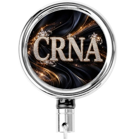 CRNA Badge Reel – Black Gold, Bold Precision-Heavy Duty Metal Badge Reel