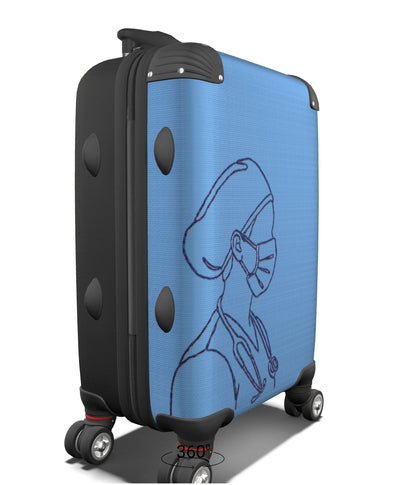 Line‑Art Medical Professional Suitcase — Blue Edition