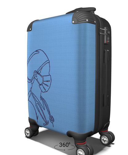Line‑Art Medical Professional Suitcase — Blue Edition