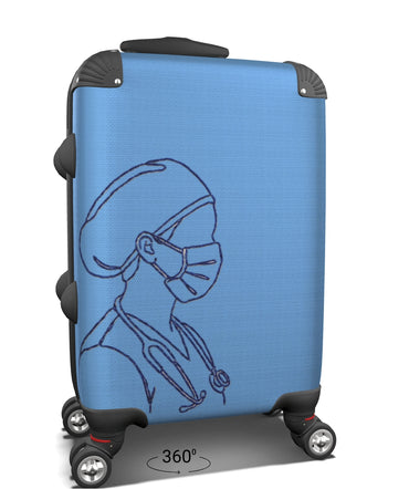 Line‑Art Medical Professional Suitcase — Blue Edition