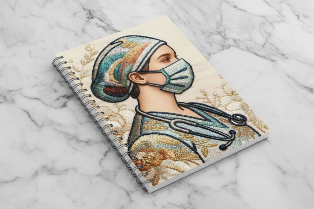 Threaded Tribute Spiral Notebook — One-of-a-Kind Embroidered Illustration