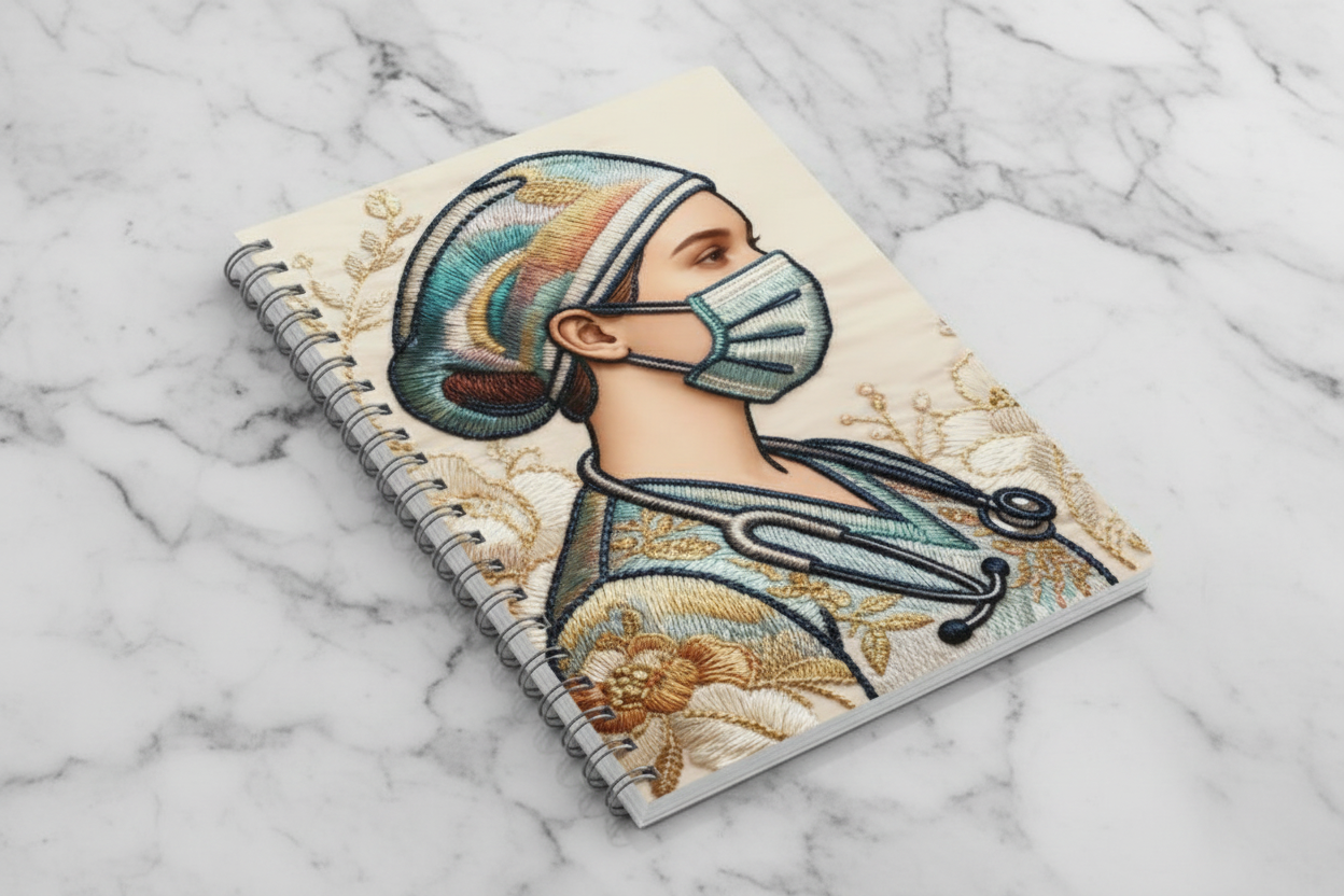 Threaded Tribute Spiral Notebook — One-of-a-Kind Embroidered Illustration