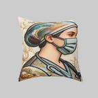 Lux Exclusive  Healthcare Tribute Faux Suede Pillow — Medical Hero Portrait Decorative Throw Pillow