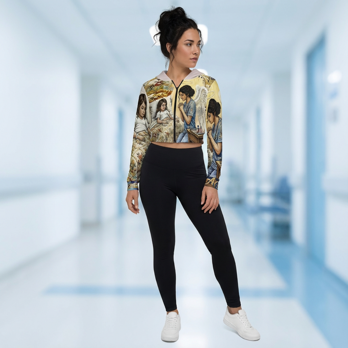 Nurse Angel Chiffon Cropped Jacket zipper coat