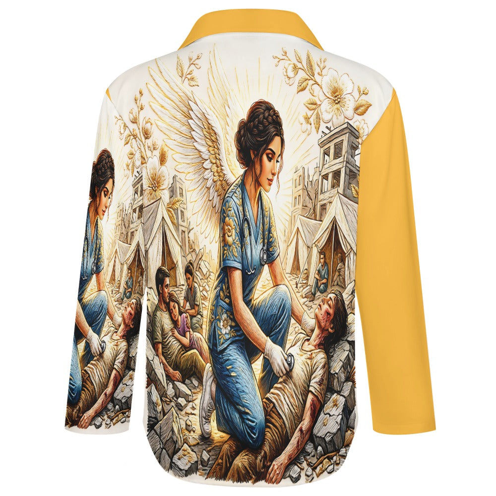 Medical Angel  Irregular Button up Top