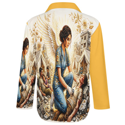 Medical Angel  Irregular Button up Top