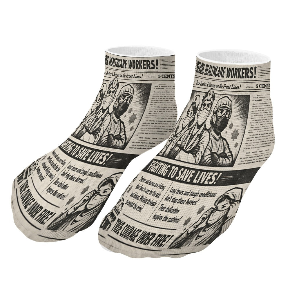 BluTokyo Heroic Healthcare Socks — Vintage Front‑Page Edition (5 Pairs Of The Same Picture)