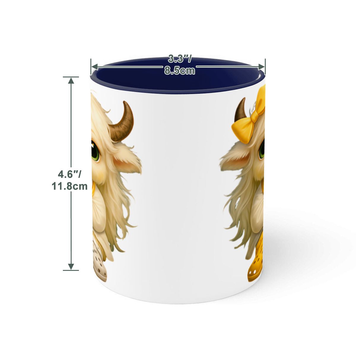 Highland Cow Mini‑Doc Ceramic Mug — Premium Gloss (15oz) (Made in USA)