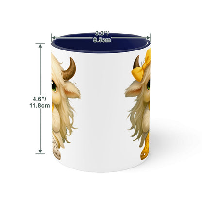 Highland Cow Mini‑Doc Ceramic Mug — Premium Gloss (15oz) (Made in USA)