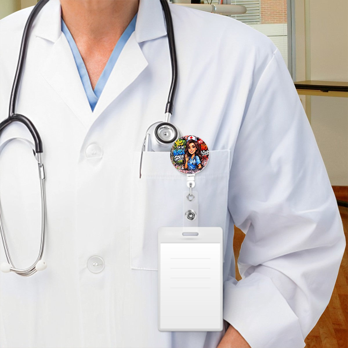 Nursing School Badge Reel – “No I Can’t”-Retractable ID Badge Holder