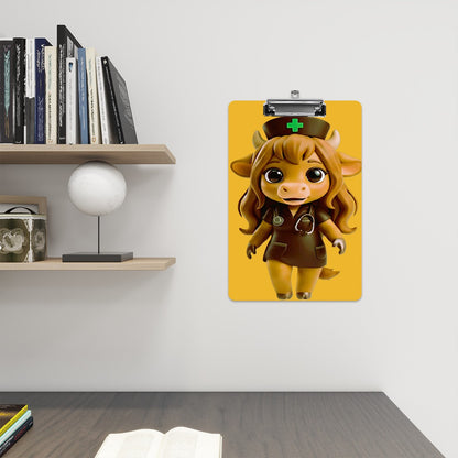 Cow Nurse Cutie — Mustard Yellow Medical Clipboard