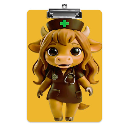 Cow Nurse Cutie — Mustard Yellow Medical Clipboard