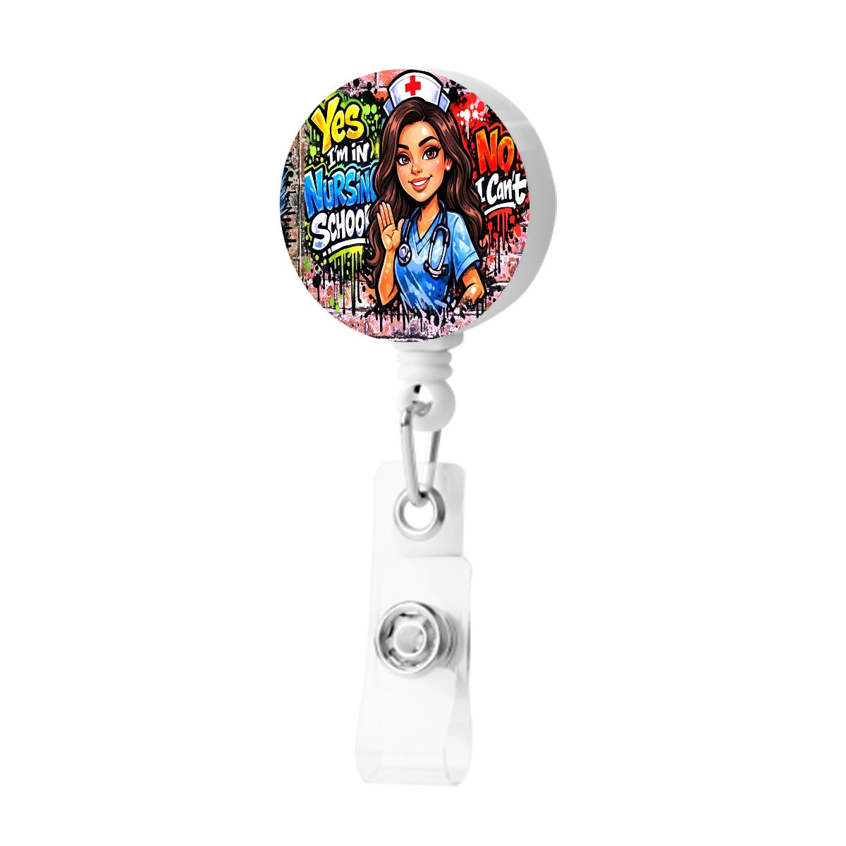 Nursing School Badge Reel – “No I Can’t”-Retractable ID Badge Holder