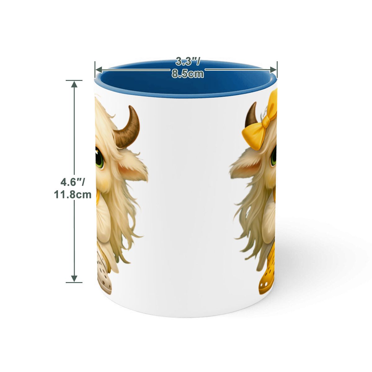 Highland Cow Mini‑Doc Ceramic Mug — Premium Gloss (15oz) (Made in USA)
