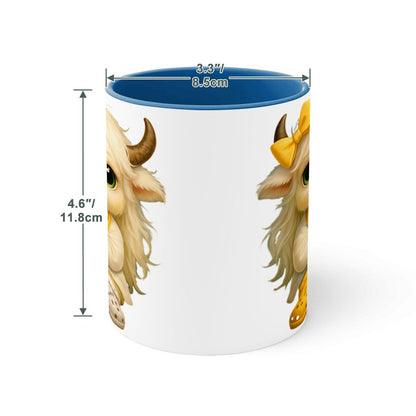 Highland Cow Mini‑Doc Ceramic Mug — Premium Gloss (15oz) (Made in USA)