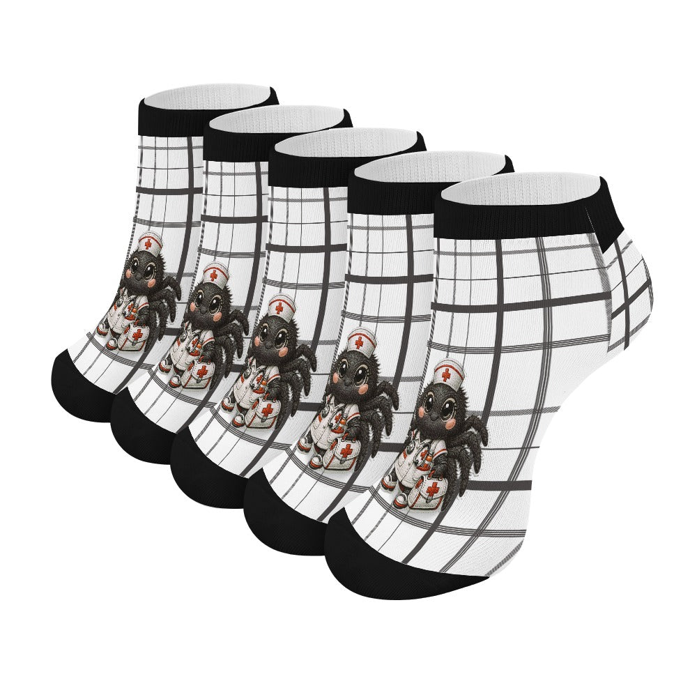 - Little Nurse Spider Socks — Cute Creepy‑Crawly Care (5 Pairs Of The Same Picture)
