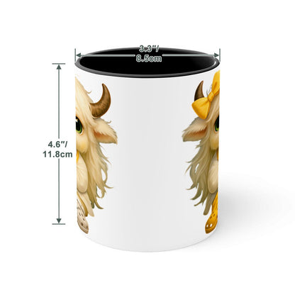 Highland Cow Mini‑Doc Ceramic Mug — Premium Gloss (15oz) (Made in USA)