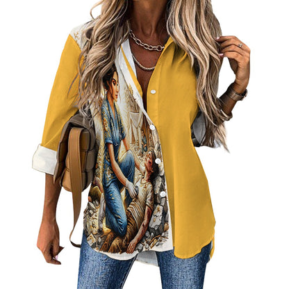 Medical Angel  Irregular Button up Top