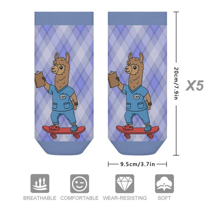 BluTokyo Llama CNA Socks — Shift on Wheels (5 Pairs Of The Same Picture)