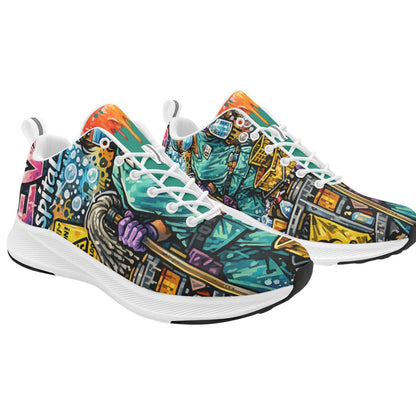 Environmental Services Warrior Sneakers — Graffitti‑Style Design