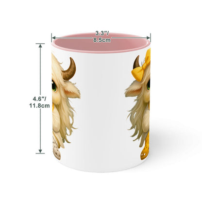 Highland Cow Mini‑Doc Ceramic Mug — Premium Gloss (15oz) (Made in USA)
