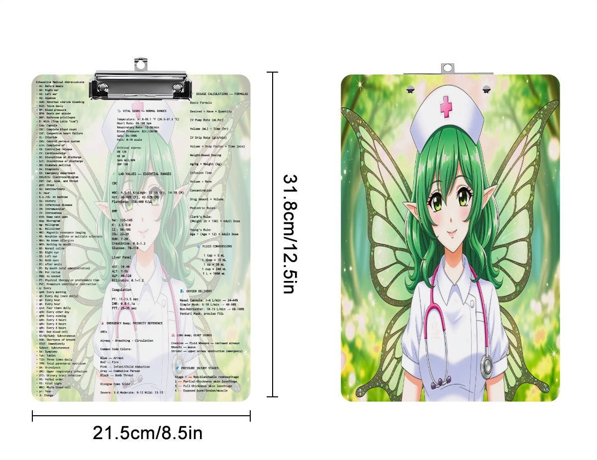 BluTokyo Emerald Wing  – Dual‑Sided Design Acrylic Clipboard