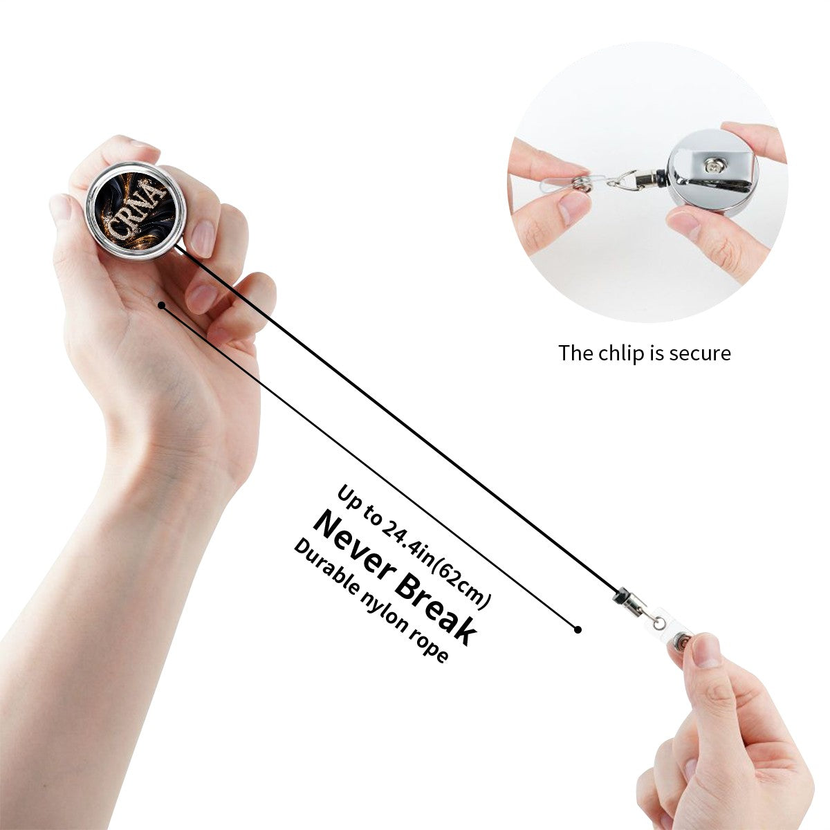 CRNA Badge Reel – Black Gold, Bold Precision-Heavy Duty Metal Badge Reel