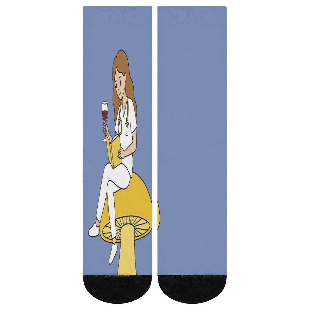BluTokyo Nurse Unwind Socks — Mushroom Lounge Edition