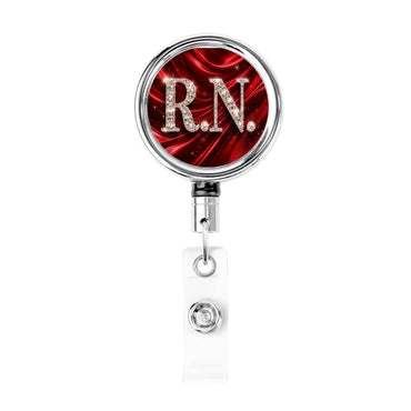 R.N. Badge Reel – Red Satin, Registered Power-Heavy Duty Metal Badge Reel