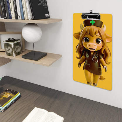 Cow Nurse Cutie — Mustard Yellow Medical Clipboard