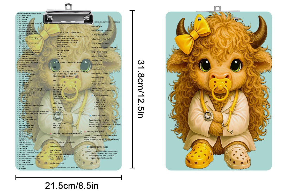 Baby Highland Cow Badge Reel – Yellow Bow Cutie Edition