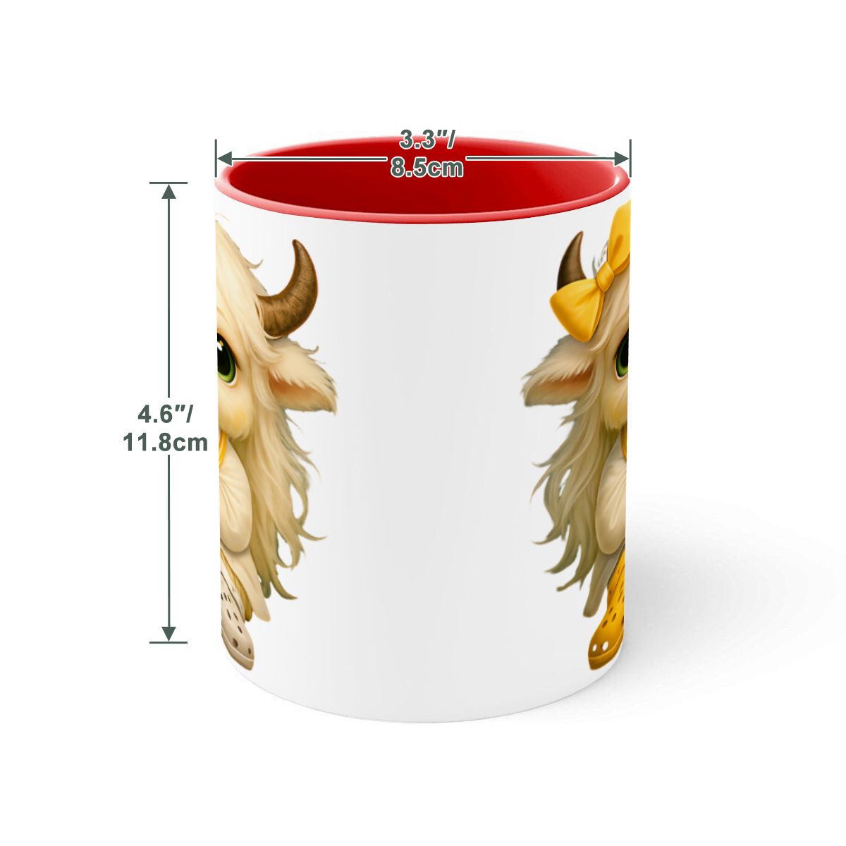 Highland Cow Mini‑Doc Ceramic Mug — Premium Gloss (15oz) (Made in USA)