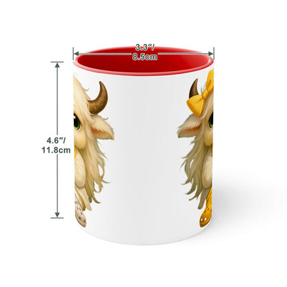 Highland Cow Mini‑Doc Ceramic Mug — Premium Gloss (15oz) (Made in USA)