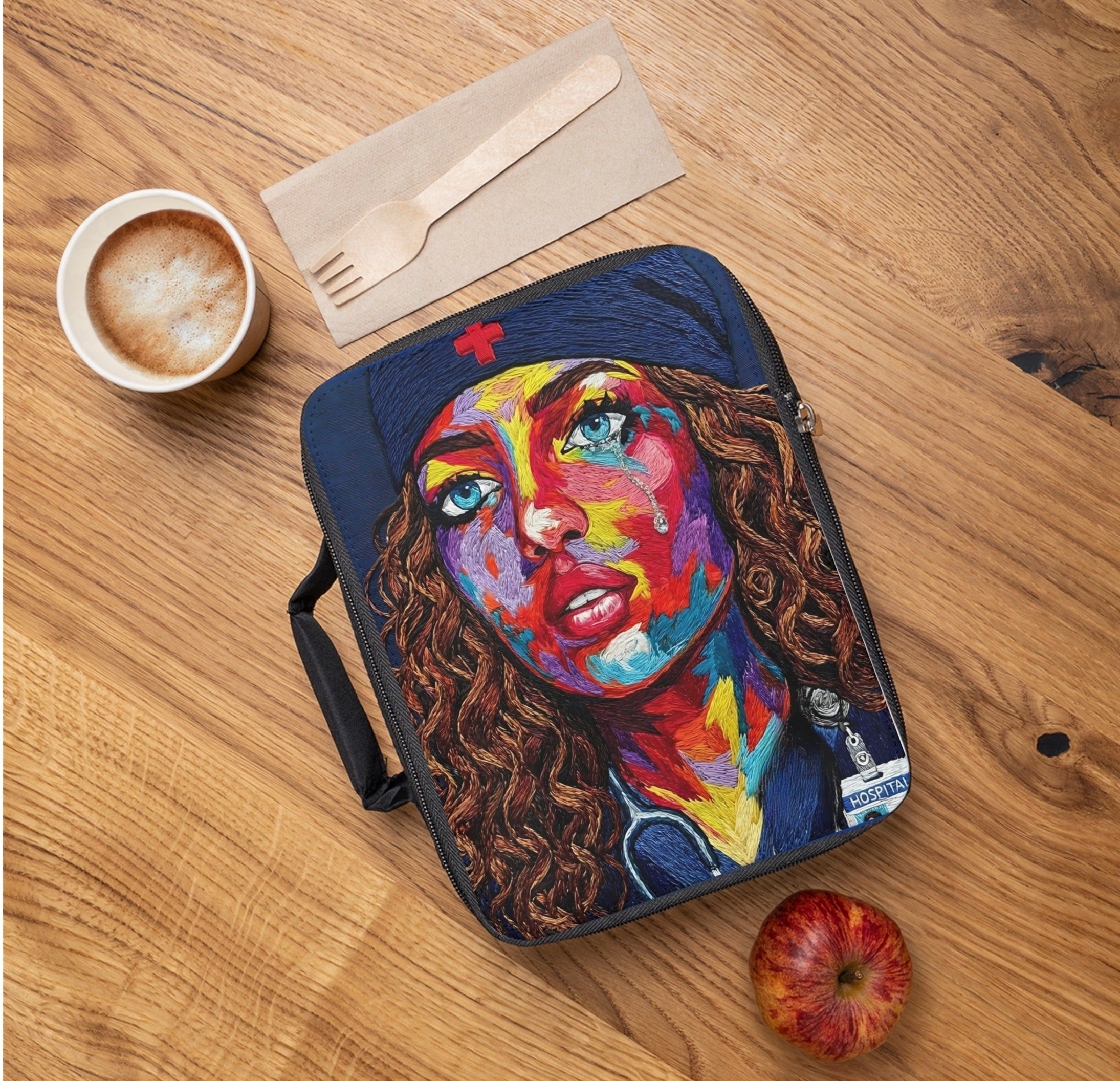 Nurse Portrait Lunch Bag — Colorful Pop Art NICU/PEDS Insulated Lunchbox